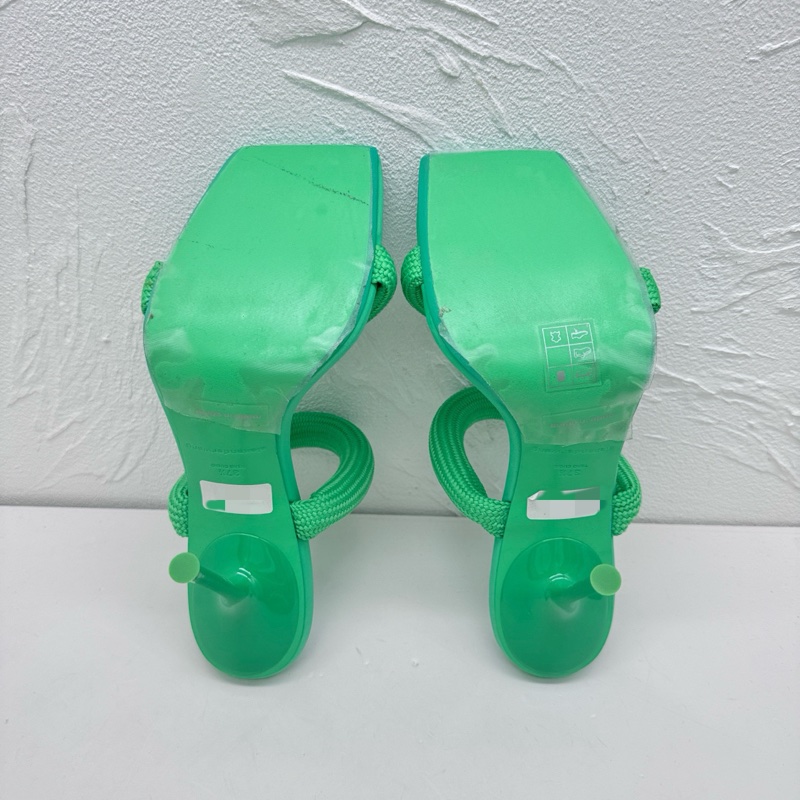 閒置新Alexander Wang亞歷山大王julie綠色方頭高跟涼拖-8