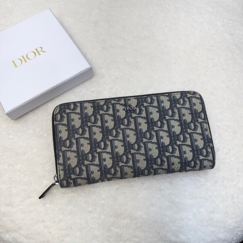 經典迪奧老花Dior Oblique 深藍緹花ㄇ字拉鍊長夾2ESBC252YSE