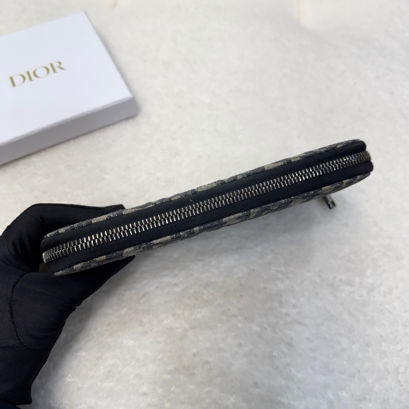經典迪奧老花Dior Oblique 深藍緹花ㄇ字拉鍊長夾2ESBC252YSE-2