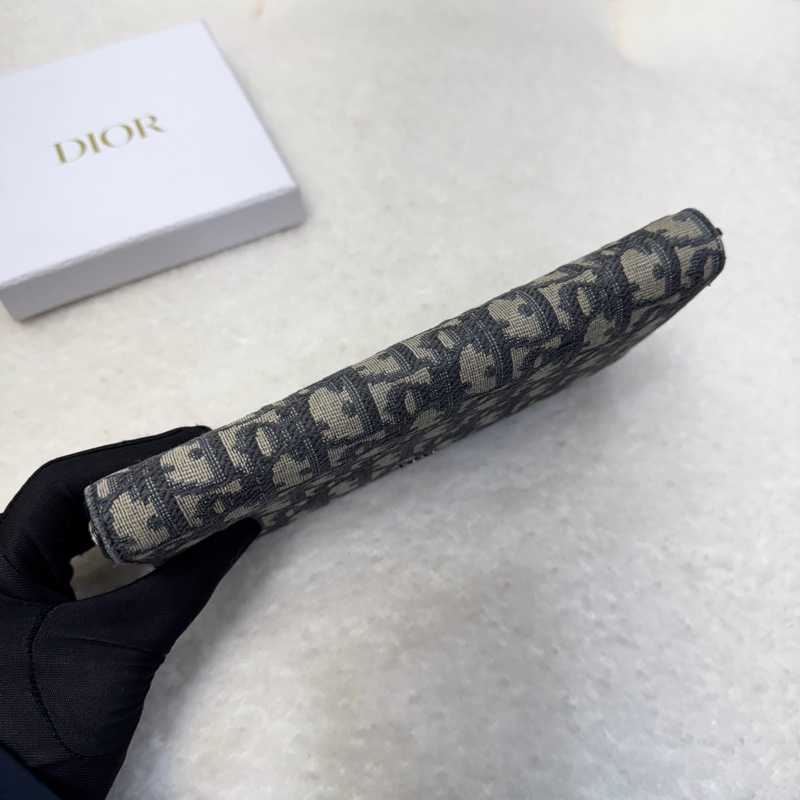 經典迪奧老花Dior Oblique 深藍緹花ㄇ字拉鍊長夾2ESBC252YSE-3