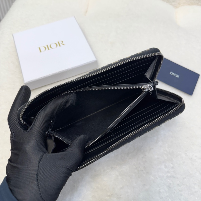 經典迪奧老花Dior Oblique 深藍緹花ㄇ字拉鍊長夾2ESBC252YSE-7