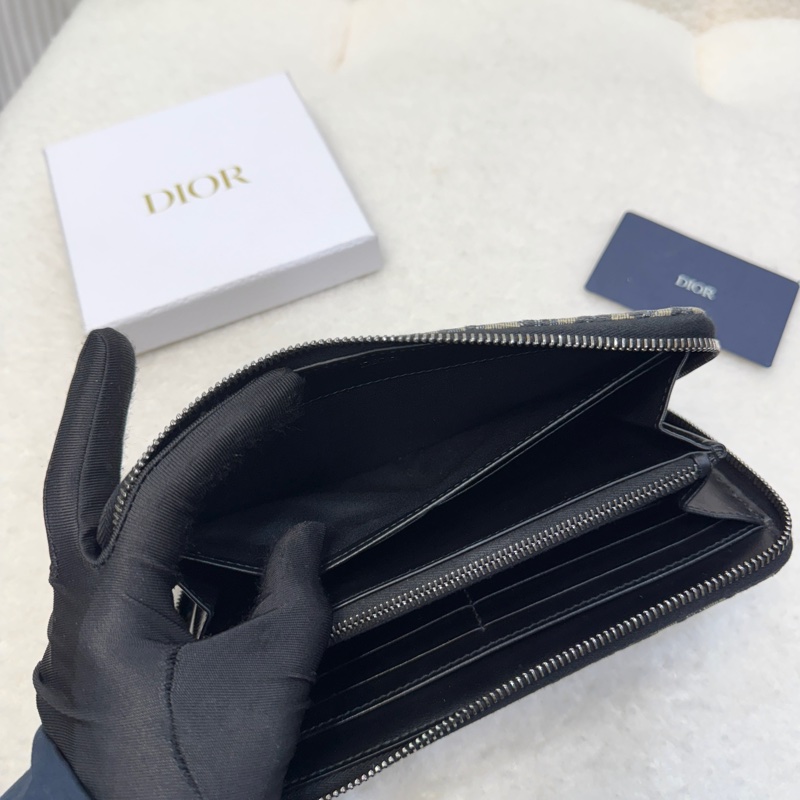 經典迪奧老花Dior Oblique 深藍緹花ㄇ字拉鍊長夾2ESBC252YSE-8