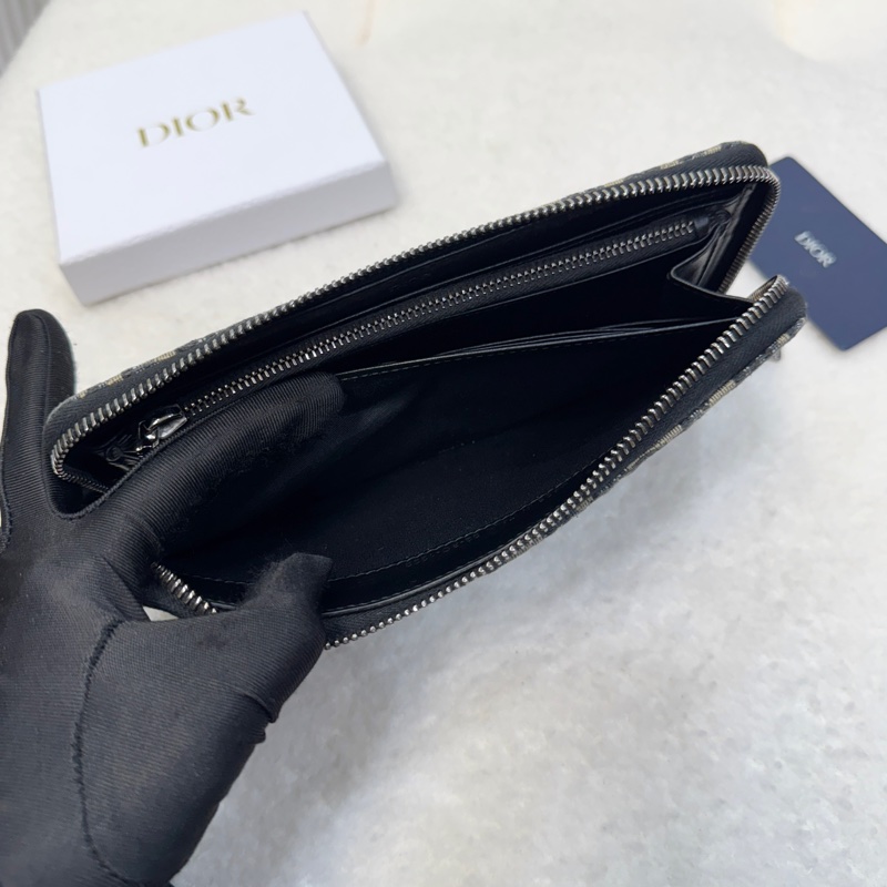 經典迪奧老花Dior Oblique 深藍緹花ㄇ字拉鍊長夾2ESBC252YSE-9