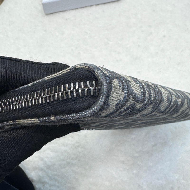 經典迪奧老花Dior Oblique 深藍緹花ㄇ字拉鍊長夾2ESBC252YSE-11