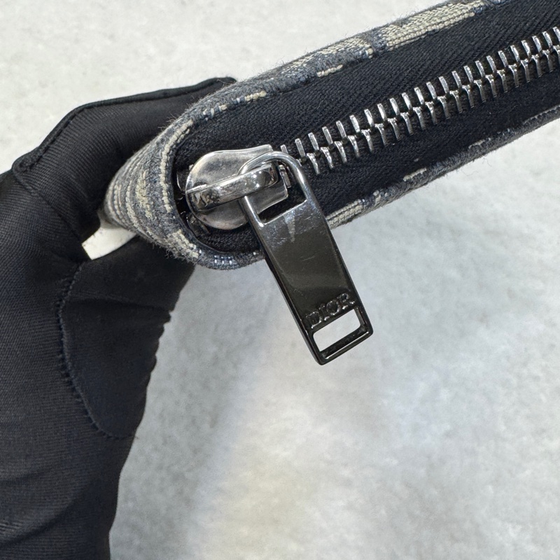 經典迪奧老花Dior Oblique 深藍緹花ㄇ字拉鍊長夾2ESBC252YSE-16