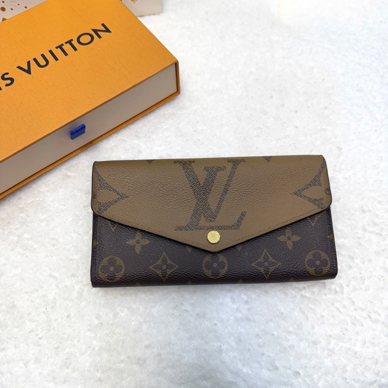 經典拼色 路易威登LV Monogram Giant Sarah 帆布信封長夾M80726 雙色原花優雅大氣 🍂-1
