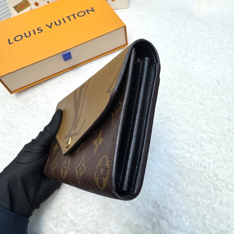 經典拼色 路易威登LV Monogram Giant Sarah 帆布信封長夾M80726 雙色原花優雅大氣 🍂-5