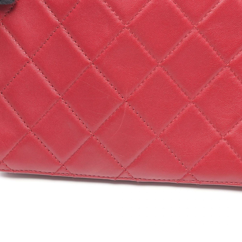 香奈兒絎縫單肩包/手提包，羊皮，女士，紅色-6