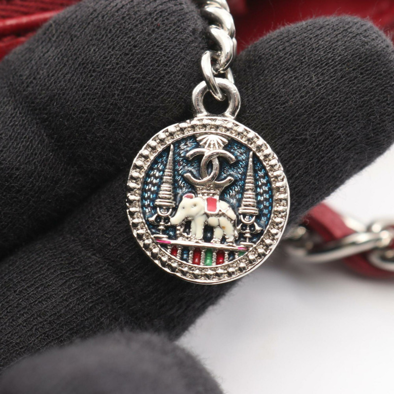 香奈兒絎縫單肩包/手提包，羊皮，女士，紅色-7