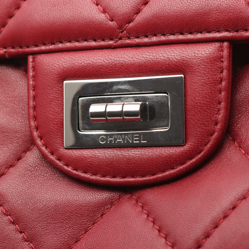 香奈兒絎縫單肩包/手提包，羊皮，女士，紅色-8