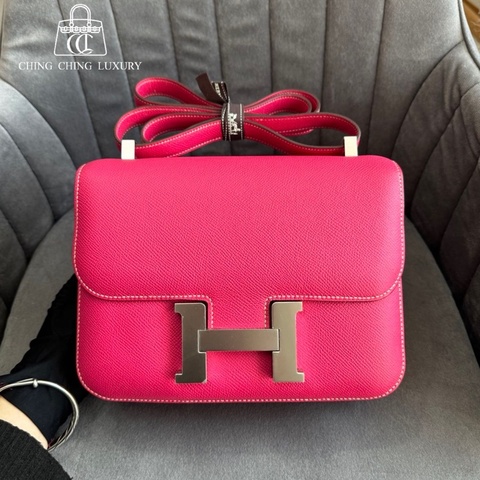 🌈Hermes💗Constance 24💗糖果粉銀扣💗99新🌈Epsom皮🌟Constance24🌟Constance🌟愛馬仕🌟