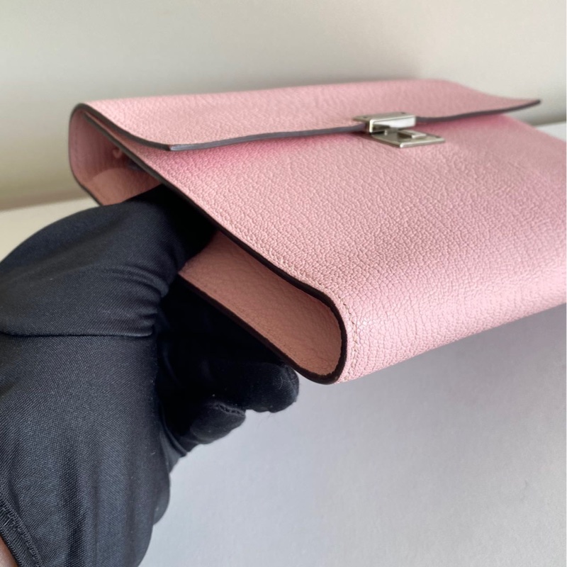 🌈Hermes💗Clic 16💗3Q櫻花粉銀扣💗98新🌈山羊皮🌟clic16🌟clic🌟hermeswallet🌟愛馬仕🌟-5