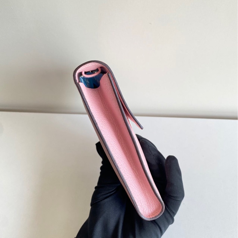 🌈Hermes💗Clic 16💗3Q櫻花粉銀扣💗98新🌈山羊皮🌟clic16🌟clic🌟hermeswallet🌟愛馬仕🌟-7