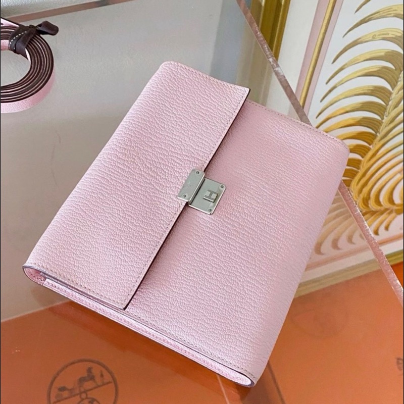 🌈Hermes💗Clic 16💗3Q櫻花粉銀扣💗98新🌈山羊皮🌟clic16🌟clic🌟hermeswallet🌟愛馬仕🌟-8