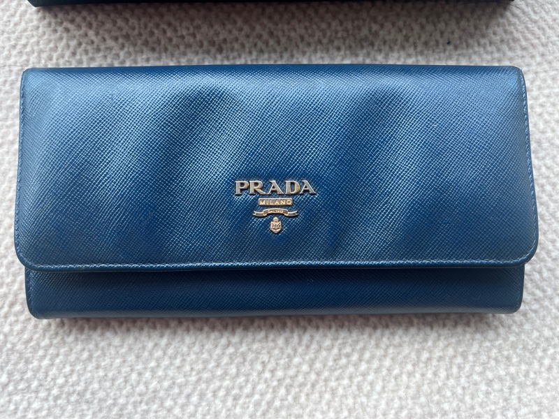 Prada Saffiano 藍色防刮牛皮長夾-7
