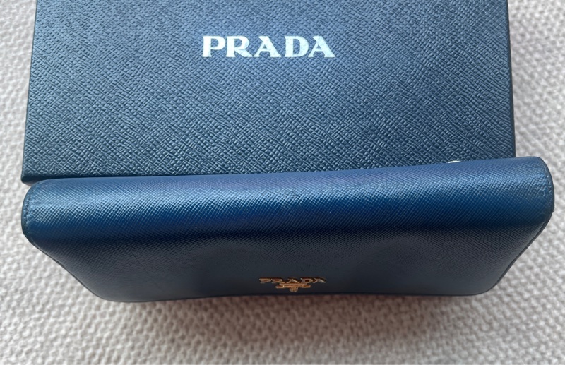 Prada Saffiano 藍色防刮牛皮長夾-8