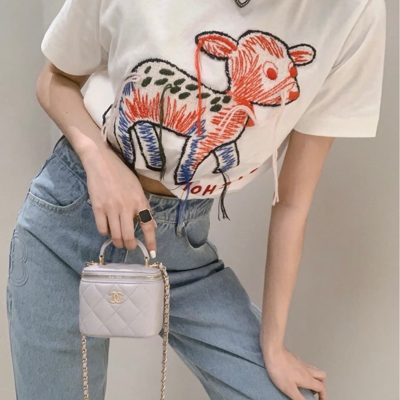 Chanel 香奈兒 灰色羊皮菱格Mini迷你手柄小盒子鏈條包 小方盒 尺寸：8.5*11*7cm 有防塵袋 31開無卡-0