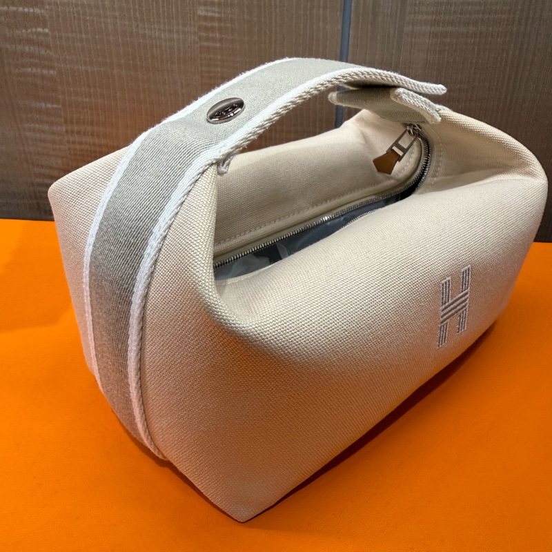 Hermès 97/98新 閒置小號 自然色（米色）收納包/便當盒-3