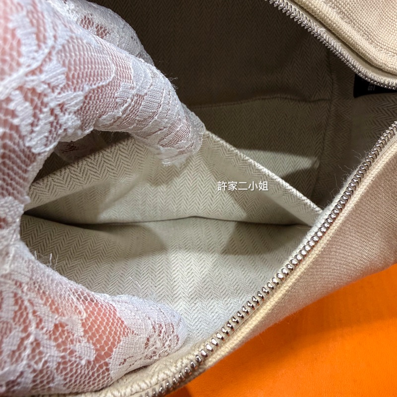 Hermès 97/98新 閒置小號 自然色（米色）收納包/便當盒-6