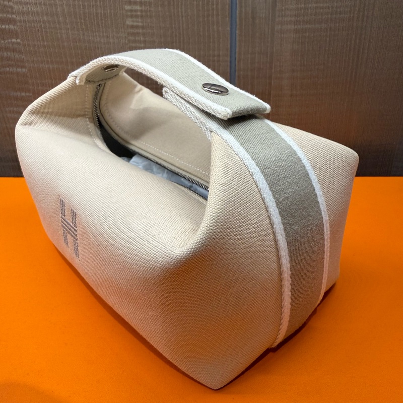 Hermès 97/98新 閒置小號 自然色（米色）收納包/便當盒-13