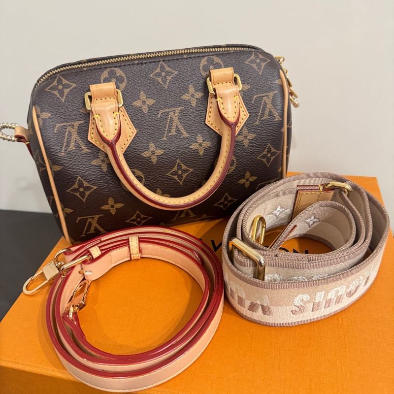 Louis Vuitton Speedy 20 芯片款💗原廠奶茶色背帶(盒裝完整）-2