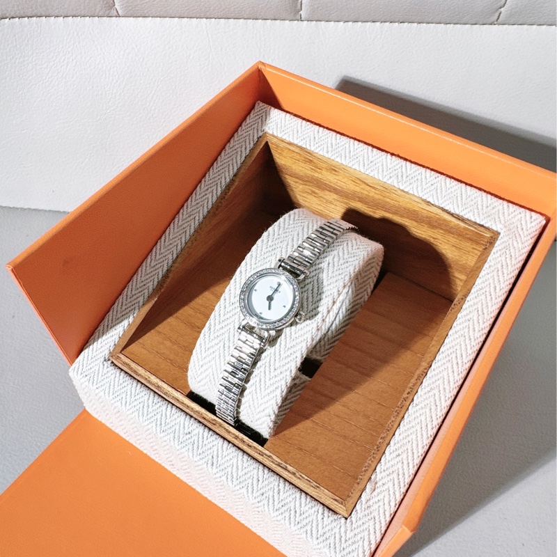 Hermes 愛馬仕福寶 18K金原鑲鑽石英腕表-2