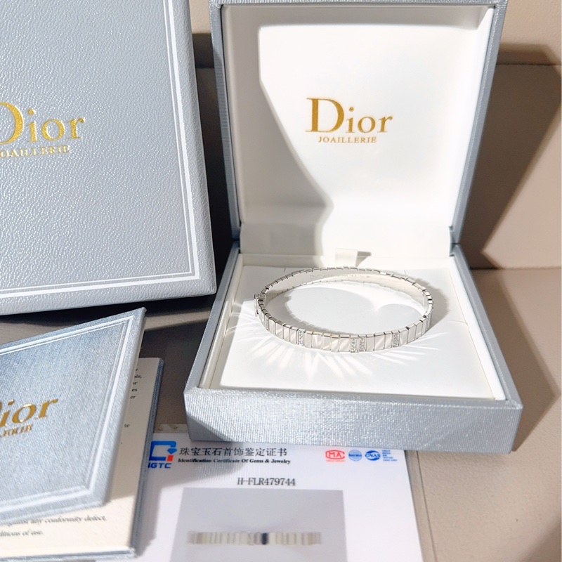Dior迪奧 18K白金 GEM系列不規則鑽石手鐲，14.5碼-1