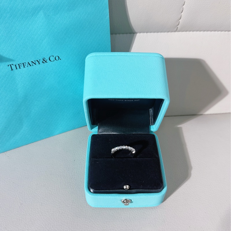 Tiffany 蒂芙尼 Forever系列 鉑金 半鑽婚戒戒指，寬度 2.2mm，美碼 5 碼，歐碼 49 號-0