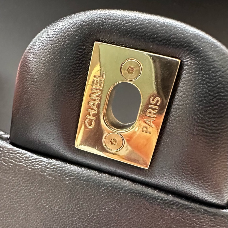 香奈兒cf20 handle cf mini 黑金 淡金扣-3