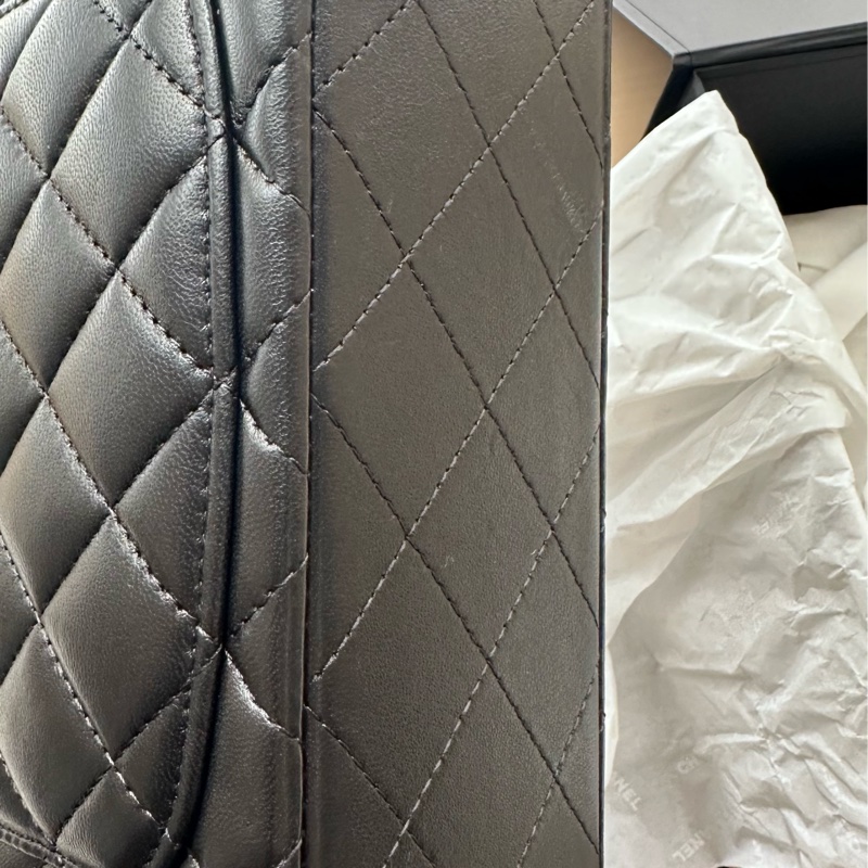 香奈兒cf20 handle cf mini 黑金 淡金扣-16