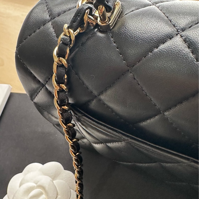 香奈兒cf20 handle cf mini 黑金 淡金扣-24