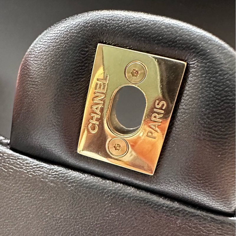 香奈兒cf20 handle cf mini 黑金 淡金扣-30