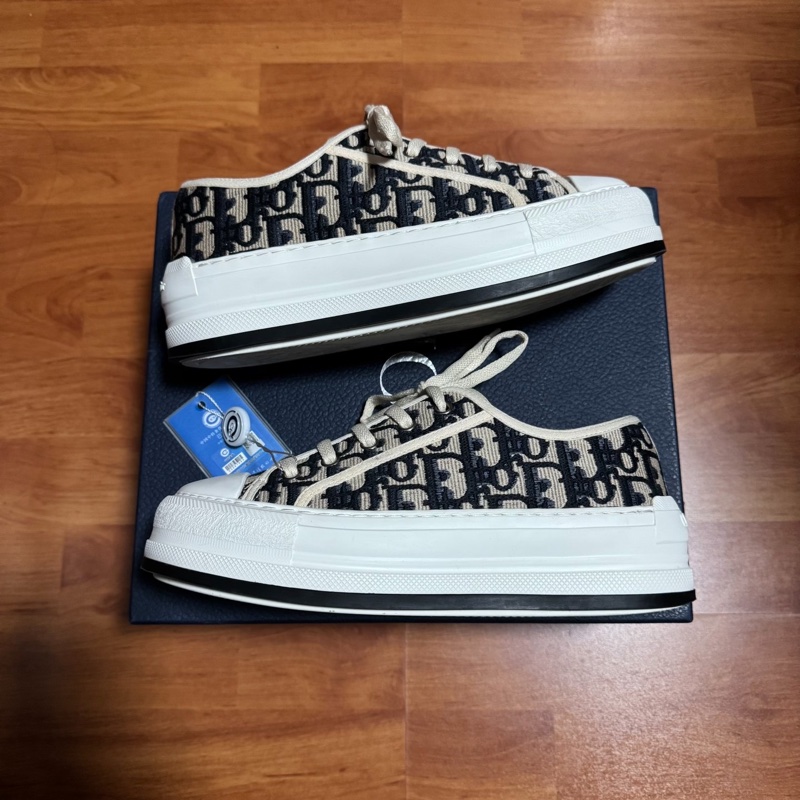 Dior新款厚底鞋迪奧刺繡印花Walk'n'Oblique米色 37碼-0