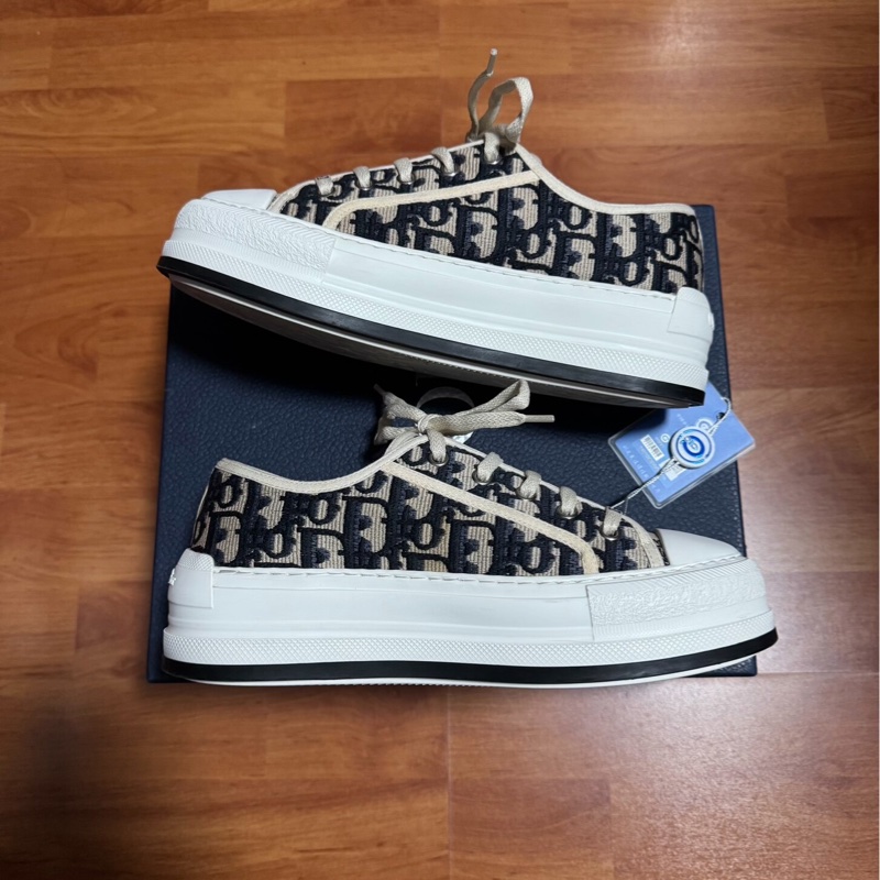 Dior新款厚底鞋迪奧刺繡印花Walk'n'Oblique米色 37碼-1