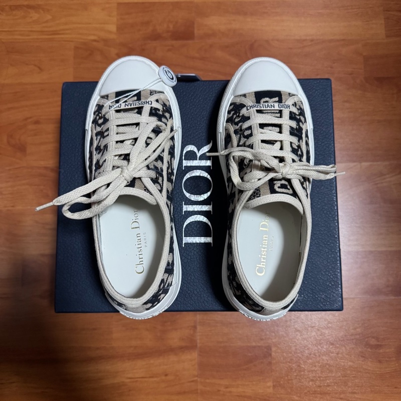 Dior新款厚底鞋迪奧刺繡印花Walk'n'Oblique米色 37碼-3