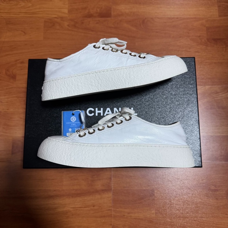 Chanel正品大頭鞋香奈兒徽標厚底松糕鞋 白色 36碼-0