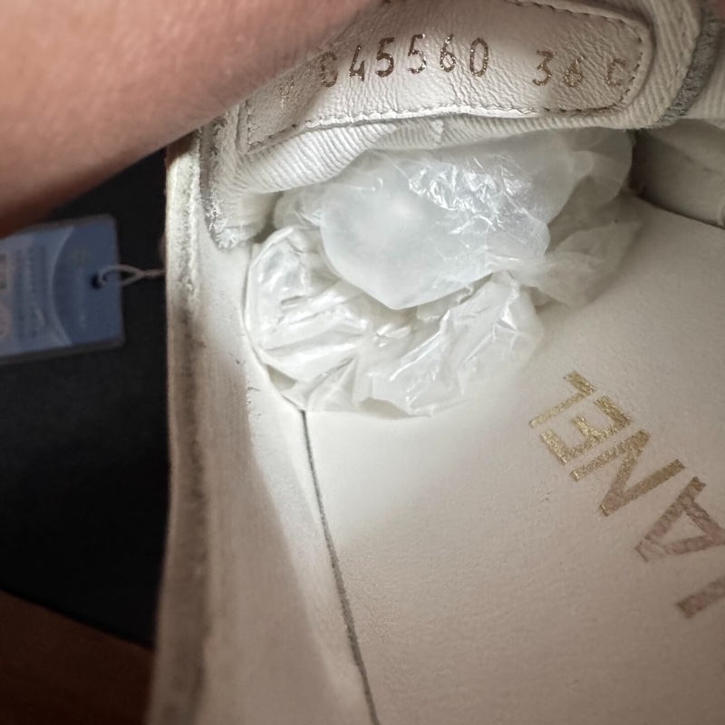 Chanel正品大頭鞋香奈兒徽標厚底松糕鞋 白色 36碼-4