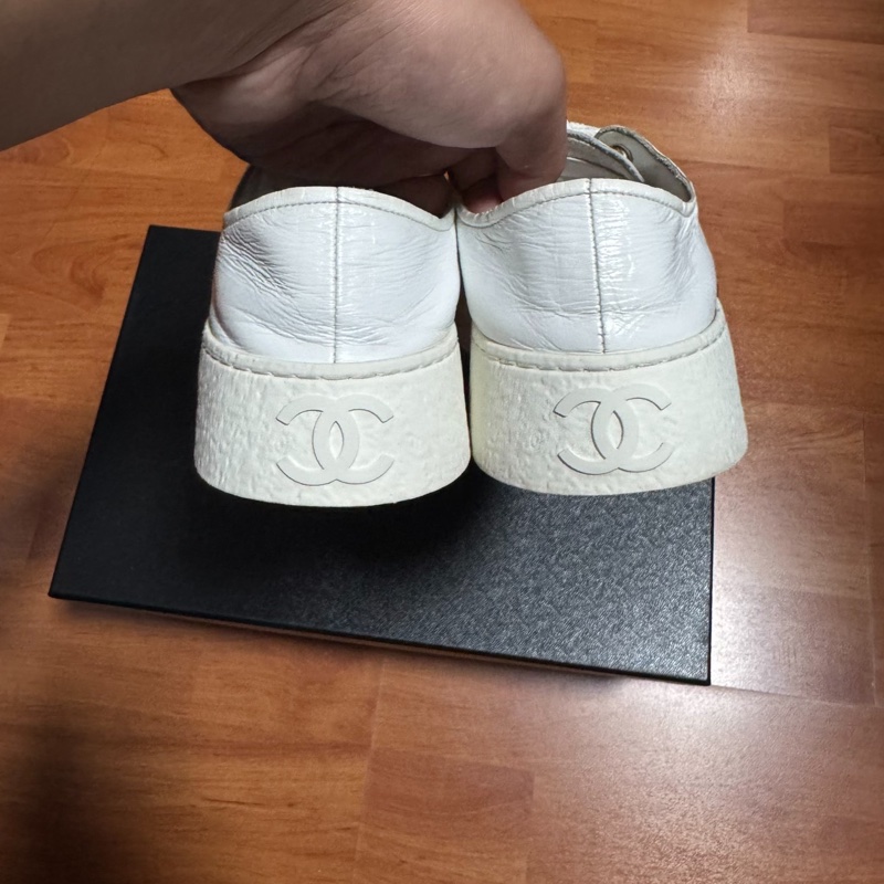 Chanel正品大頭鞋香奈兒徽標厚底松糕鞋 白色 36碼-5