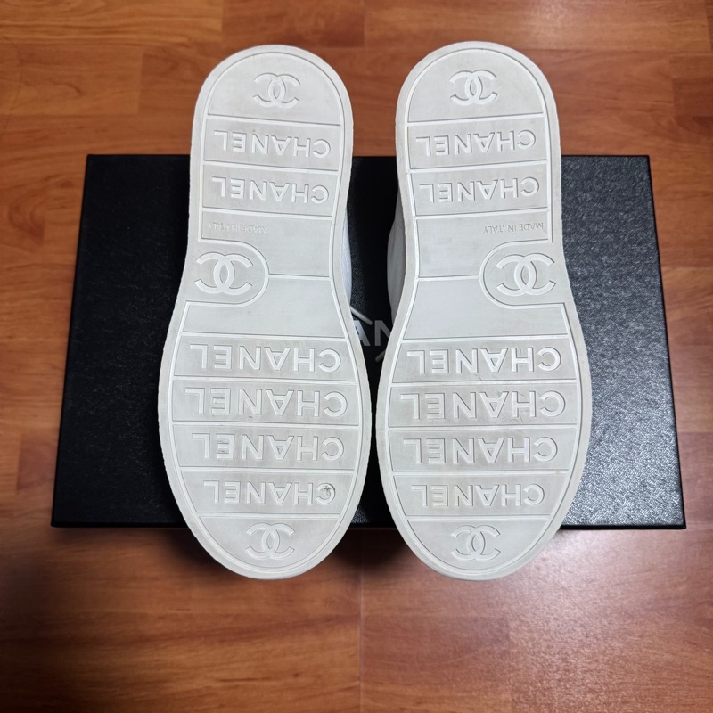 Chanel正品大頭鞋香奈兒徽標厚底松糕鞋 白色 36碼-7