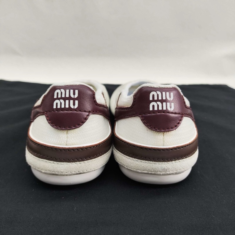 Miumiu繆繆 25ss 秀款白棕色做舊綁帶芭蕾鞋 白色 36碼-5
