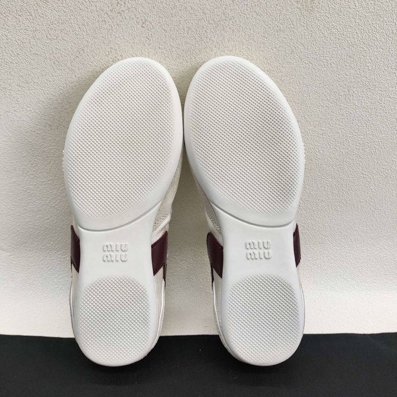 Miumiu繆繆 25ss 秀款白棕色做舊綁帶芭蕾鞋 白色 36碼-7