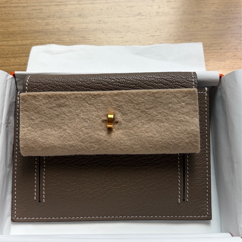 Hermes kelly pocket 大象灰 卡夾零錢包羊皮-0