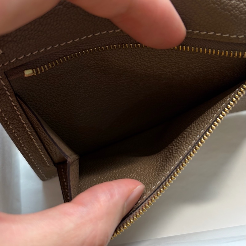 Hermes kelly pocket 大象灰 卡夾零錢包羊皮-2