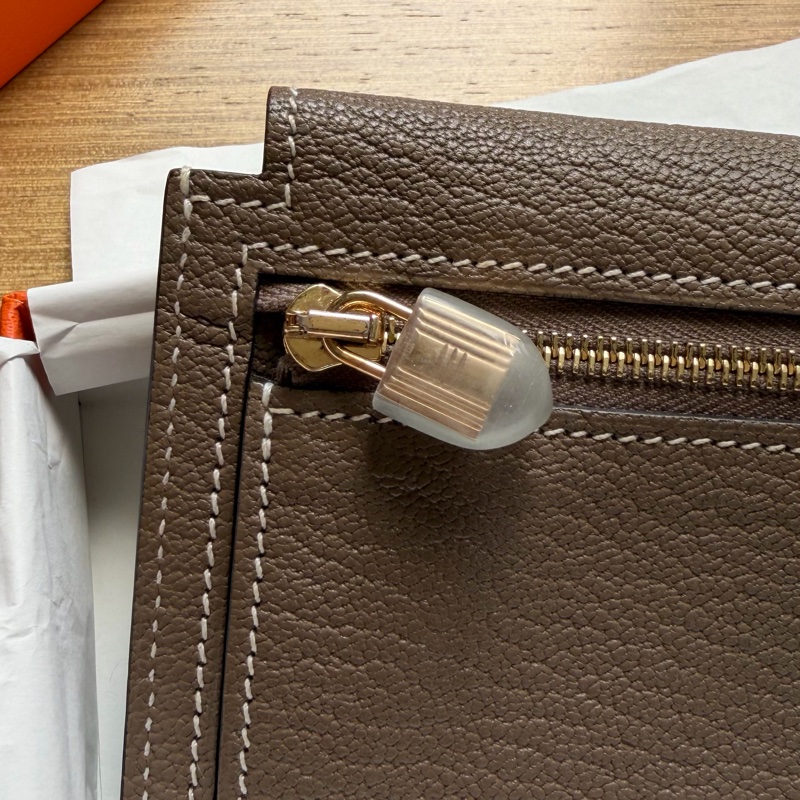 Hermes kelly pocket 大象灰 卡夾零錢包羊皮-6
