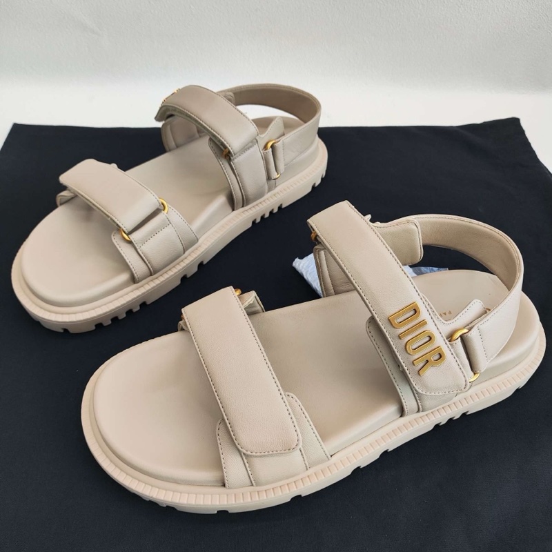 DIOR迪奧 DiorAct 羊皮 沙灘涼鞋女款 米色  40碼-0