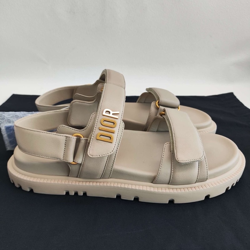 DIOR迪奧 DiorAct 羊皮 沙灘涼鞋女款 米色  40碼-3
