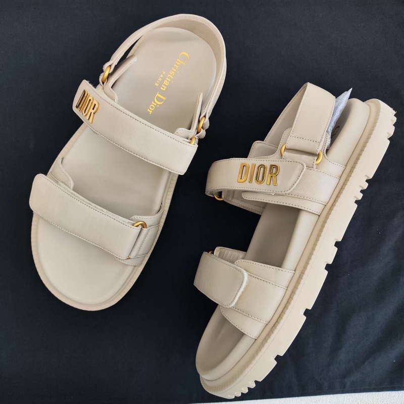 DIOR迪奧 DiorAct 羊皮 沙灘涼鞋女款 米色  40碼-7