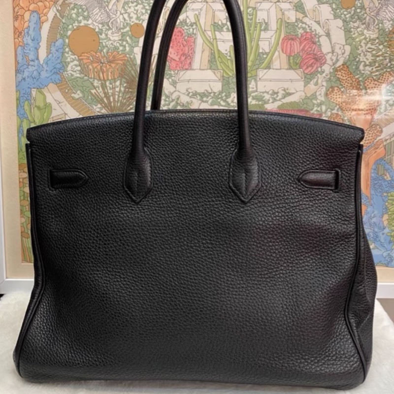 🧥HERMES愛馬仕BirKin35黑銀Togo皮機場包附鎖具💎-11