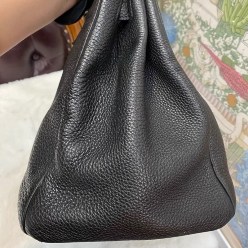 🧥HERMES愛馬仕BirKin35黑銀Togo皮機場包附鎖具💎-12