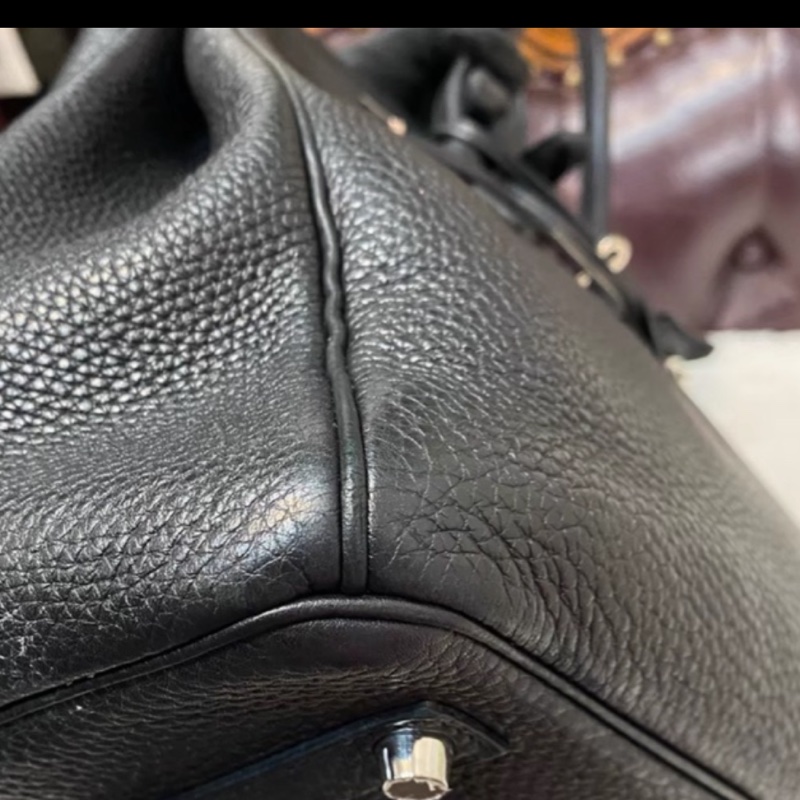 🧥HERMES愛馬仕BirKin35黑銀Togo皮機場包附鎖具💎-14